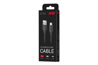 2E Сable USB-A > USB-C charge/data, 1m, Type-C, Glow, black