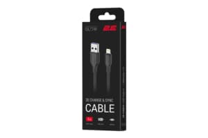 2E Сable USB-A > Lightning charge/data, 1m, Glow, black