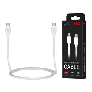 2E Сable USB-C > USB-C charge/data, 1m, 60W Type-C, Glow, white