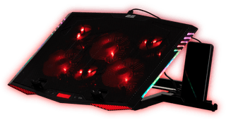 2E GAMING Laptop stand CPG-005, up to 17.3", 2xUSB-A, LCD/phone holder, RGB, black