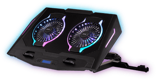 2E GAMING Laptop stand CPG-006, up to 17.3", 2xUSB-A, LCD/phone holder, RGB, black