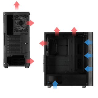 2E GAMING Computer case SPERO (G2052), MidT, 2xUSB2.0,1xUSB3.0, 1x120mm ARGB+strip,TG (side panel),without PSU,black