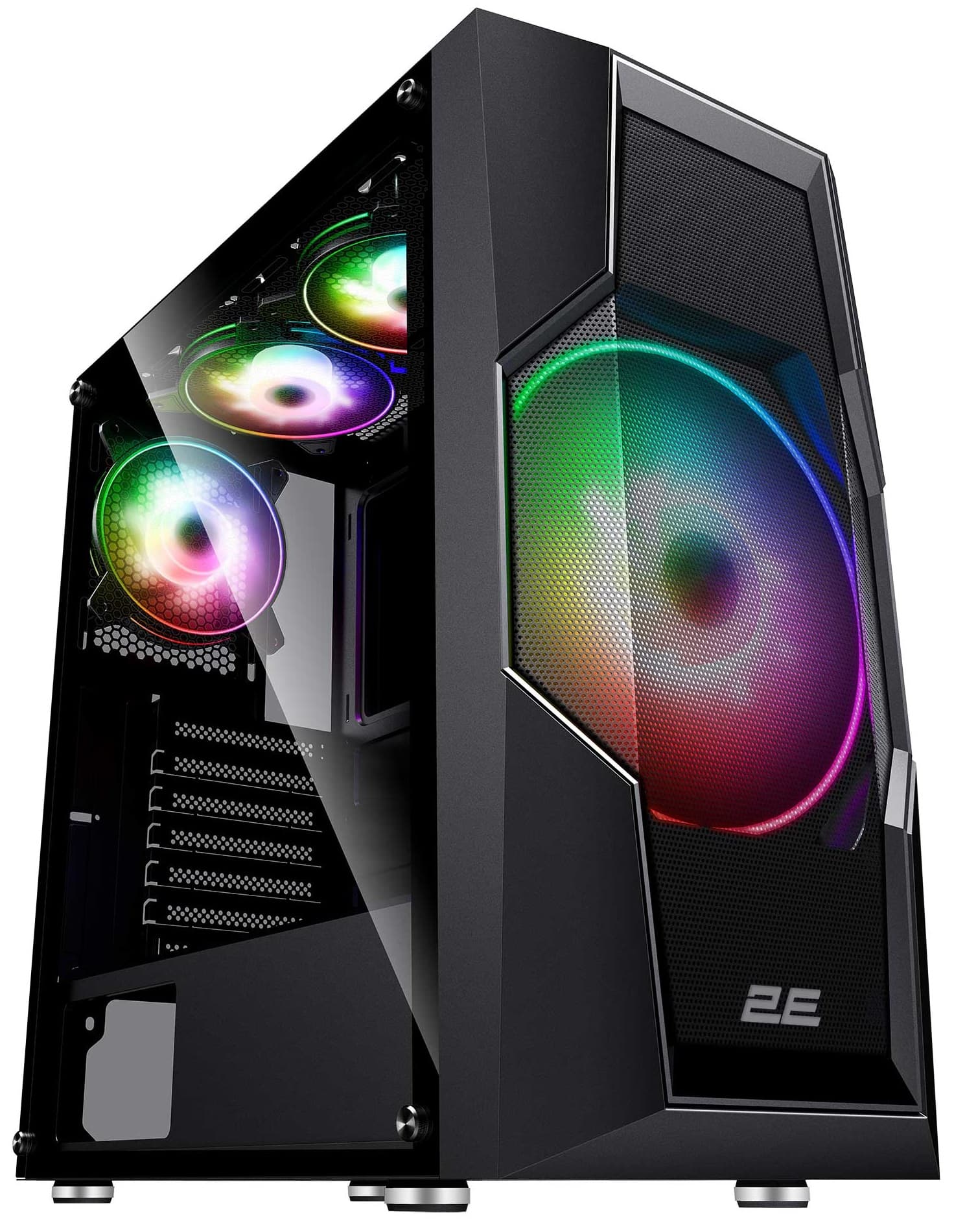 2E GAMING Computer case TURBO (G2057B) , MidT, 2xUSB2.0,1xUSB3.0, 1x200+3x120ARGB,TG (side panel),without PSU,black
