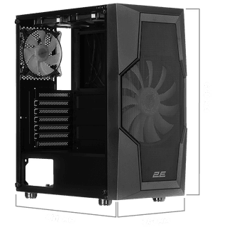 2E GAMING Computer case TURBO (G2057B) , MidT, 2xUSB2.0,1xUSB3.0, 1x200+3x120ARGB,TG (side panel),without PSU,black