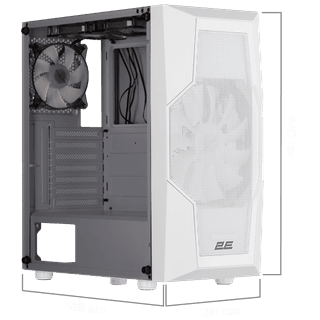2E GAMING Computer case TURBO (G2057W) , MidT, 2xUSB2.0,1xUSB3.0, 1x200+3x120ARGB,TG (side panel),without PSU,whiteMidT