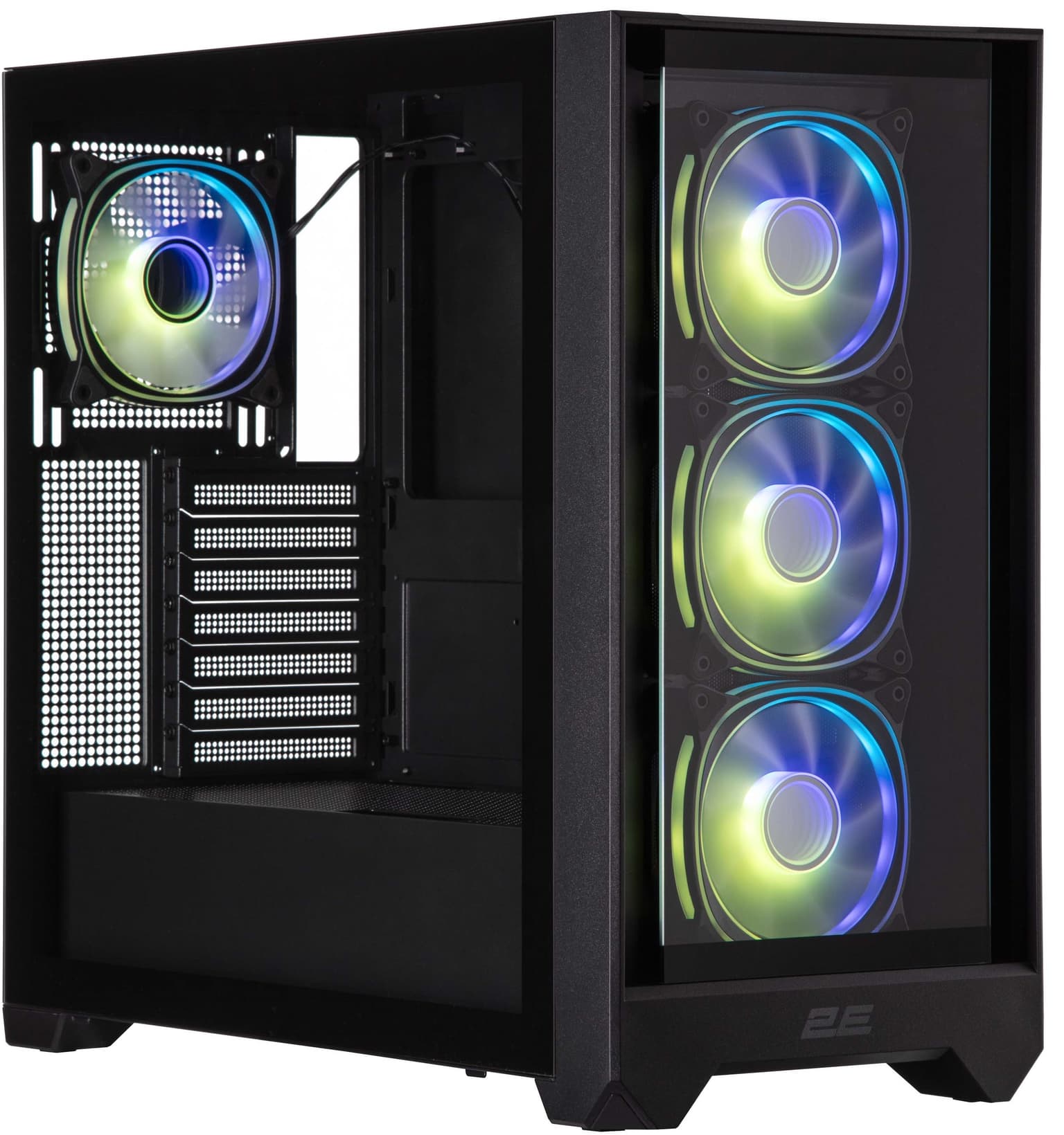 2E GAMING PC case Dominator Pro G2302B, without PSU, 2xUSB3.0, 1xUSBType-C, 4x120mm ARGB, VGA 380mm, LCS ready, controller with remote, TG Side Panel, TG/Mesh Front panel, ATX, black