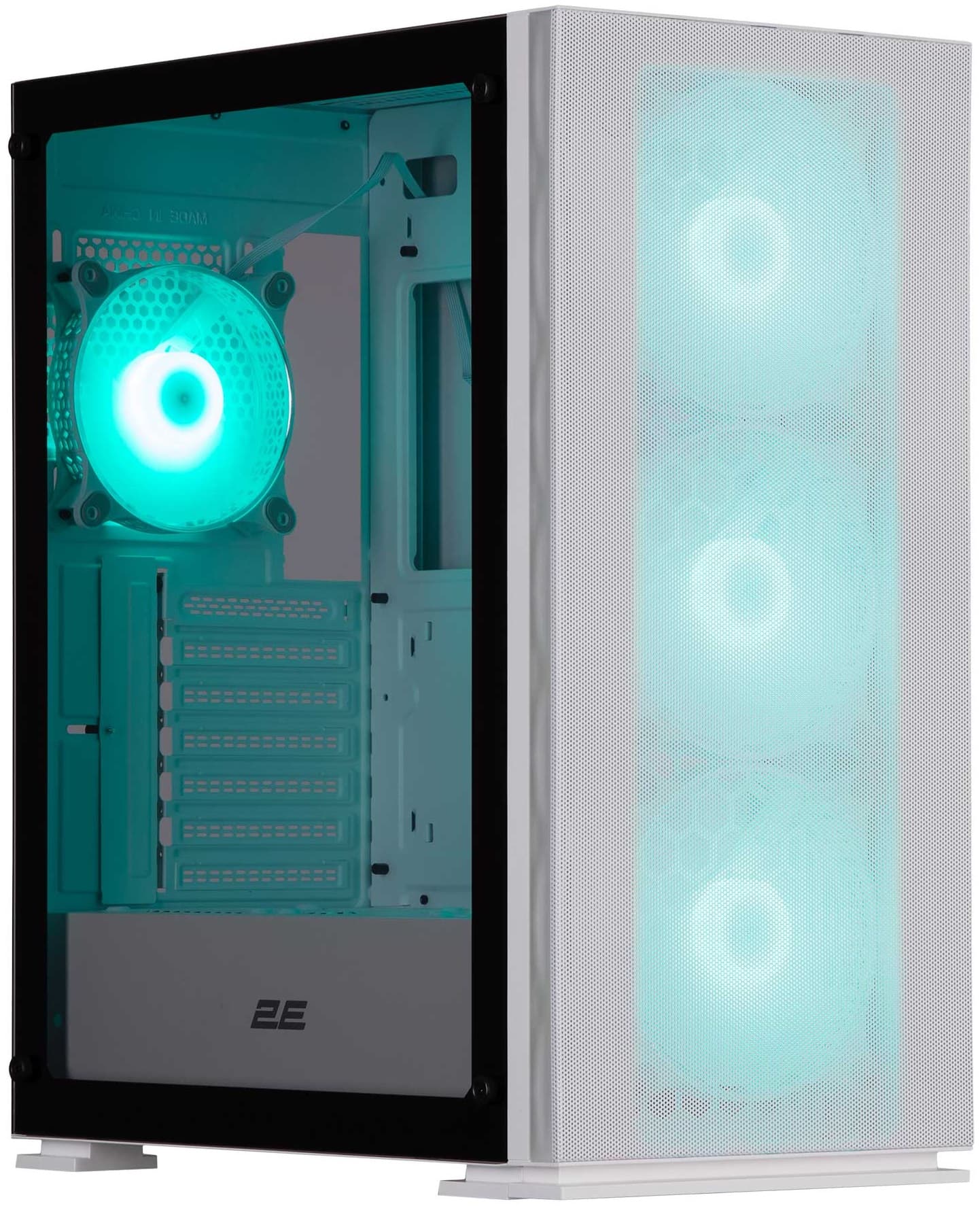 2E GAMING PC case Virtus Neo G3301NW without PSU, 2xUSB3.0, 1xUSB2.0, 3x140mm ARGB, 1x120mm ARGB, VGA 340mm, LCS ready, controller with remote, TG Side Panel, ATX, white