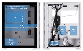 2E GAMING PC case Virtus Neo G3301NW without PSU, 2xUSB3.0, 1xUSB2.0, 3x140mm ARGB, 1x120mm ARGB, VGA 340mm, LCS ready, controller with remote, TG Side Panel, ATX, white