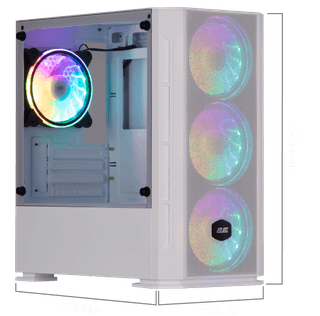 2E Gaming Computer case Calleo GB700W, without PSU, 2xUSB 3.0, 1xUSB 2.0, 4x120mm ARGB, controller with remote, TG Side Window, mATX, White