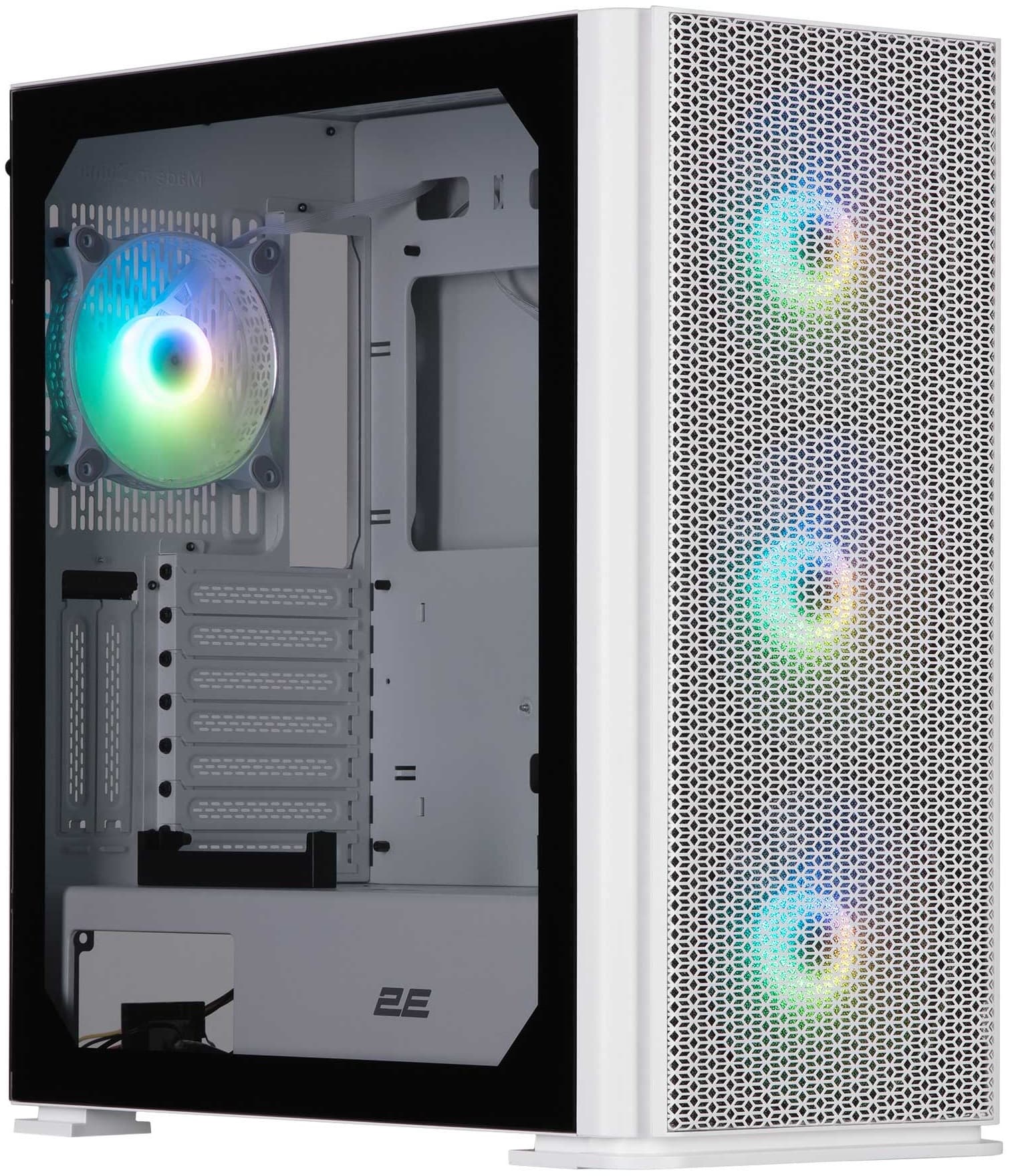 2E GAMING PC case Vertex GI01W without PSU, 2xUSB3.0, 1xUSBType-C, 3x140mm ARGB, 1x120mm ARGB, VGA 380mm, LCS ready, controller with remote, TG Side Panel, EATX, white