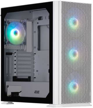 2E GAMING PC case Vertex GI01W without PSU, 2xUSB3.0, 1xUSBType-C, 3x140mm ARGB, 1x120mm ARGB, VGA 380mm, LCS ready, controller with remote, TG Side Panel, EATX, white