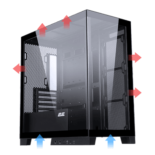 2E Gaming Computer case Fantom GK701B, without PSU, 2xUSB 3.0, 1xUSB Type-C, 4x120mm ARGB, controller with remote, TG Side/Front Panel, mATX, Black
