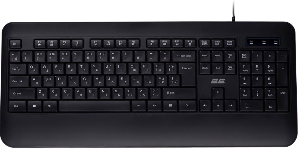 2E Keyboard membrane KS109 104key, USB-A, EN/UK/RU, black