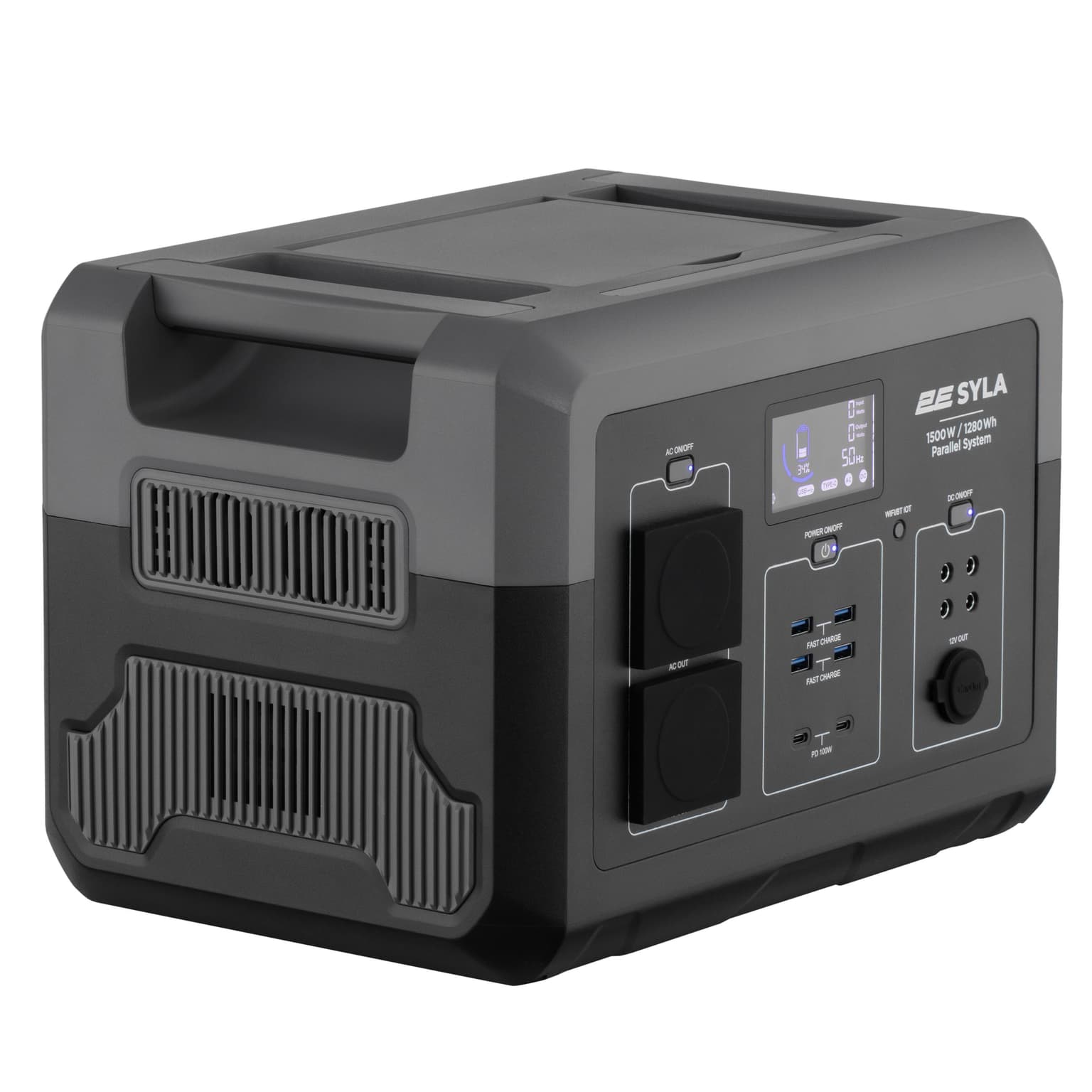 2E Portable Power Station Syla, 1500 W, 1280 Wh, WiFi/BT, Parallel System, Fast Charging