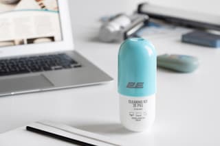 2E Cleaning kit PILL for office equipment (liquid 140ml, whipe 20cm), white-blue - 3