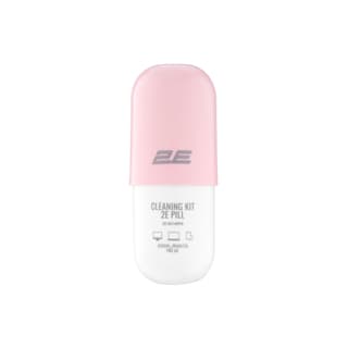 2E Cleaning kit PILL for office equipment (liquid 140ml, whipe 20cm), white-pink