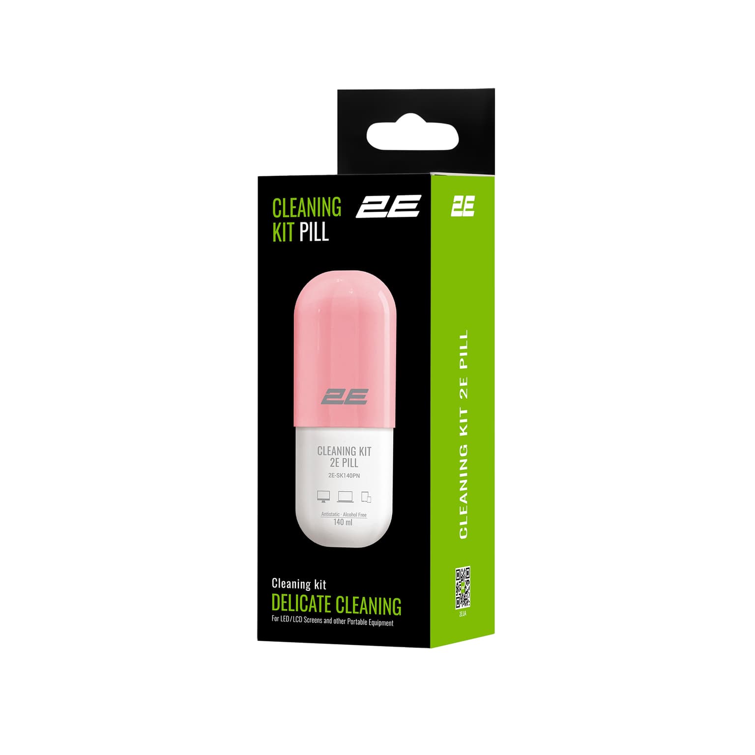 2E Cleaning kit PILL for office equipment (liquid 140ml, whipe 20cm), white-pink - 6