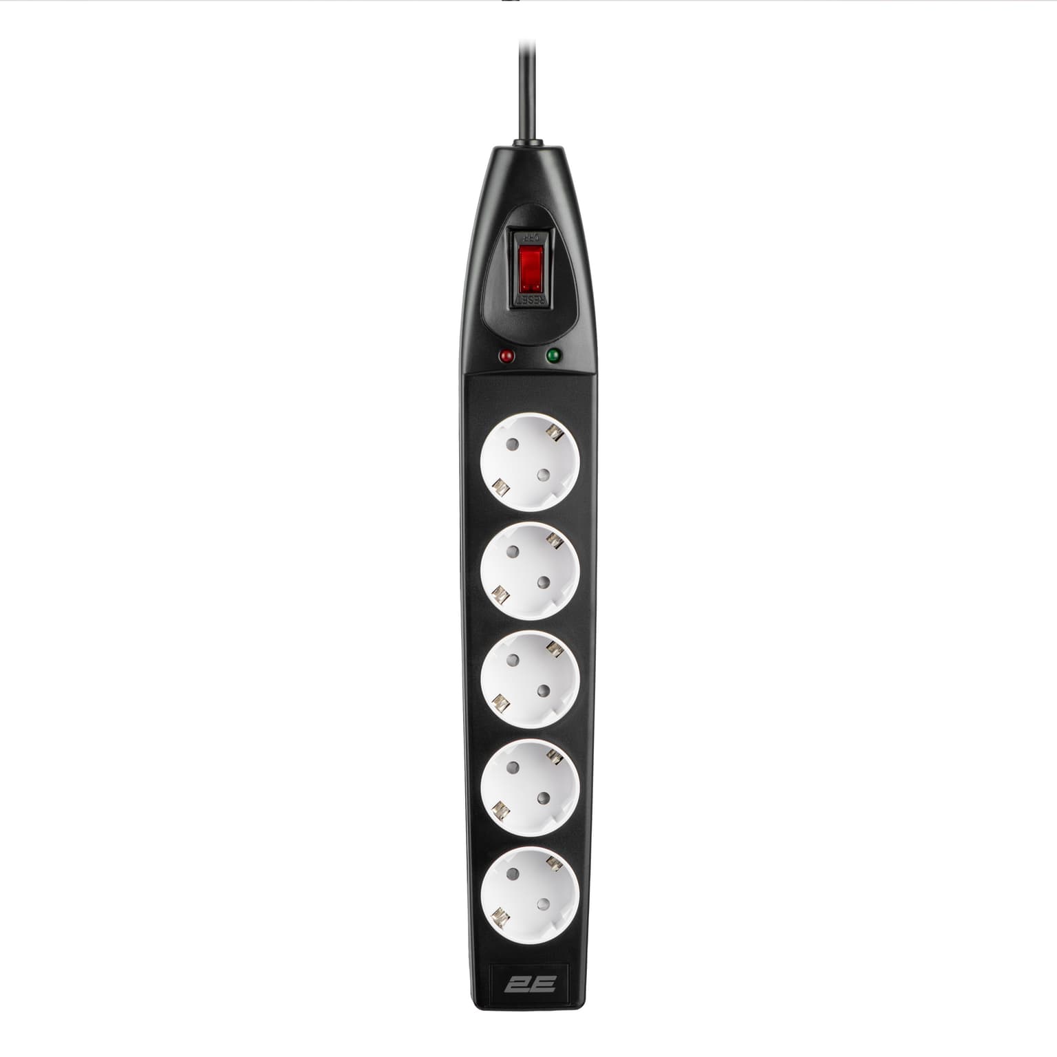 2E Power strip with surge protection, 10m, 5xTypeF, 16A, black - 2