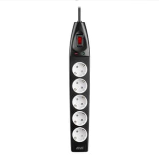 2E Power strip with surge protection, 10m, 5xTypeF, 16A, black - 2