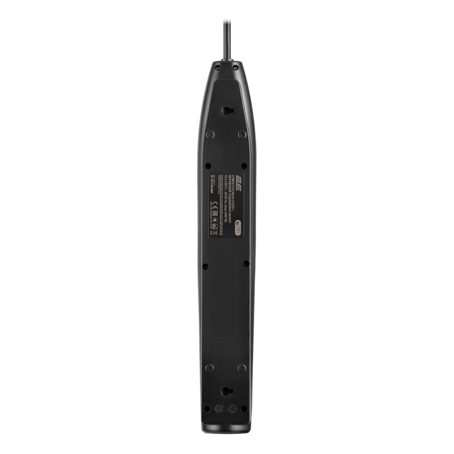 2E Power strip with surge protection, 10m, 5xTypeF, 16A, black - 3