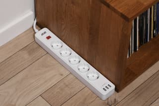 2E Power strip with surge protection, 2m, 5xTypeF, 16A, 3xUSB-A, white - 6