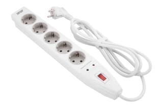 2E Power strip with surge protector 5xType F, 3x1.5mm2, 16A, 2m, white