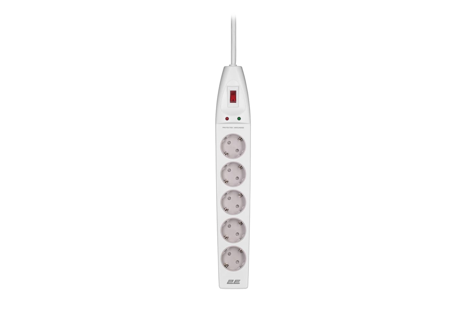 2E Power strip with surge protector 5xType F, 3x1.5mm2, 16A, 2m, white - 4