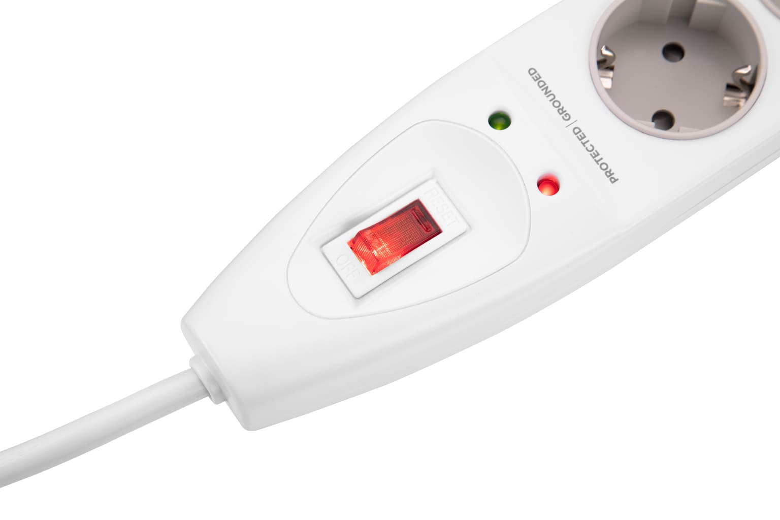 2E Power strip with surge protector 5xType F, 3x1.5mm2, 16A, 2m, white - 6