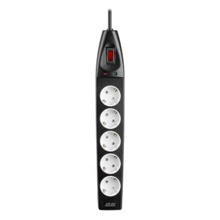 2E Power strip with surge protection, 5m, 5xTypeF, 16A, black - 2