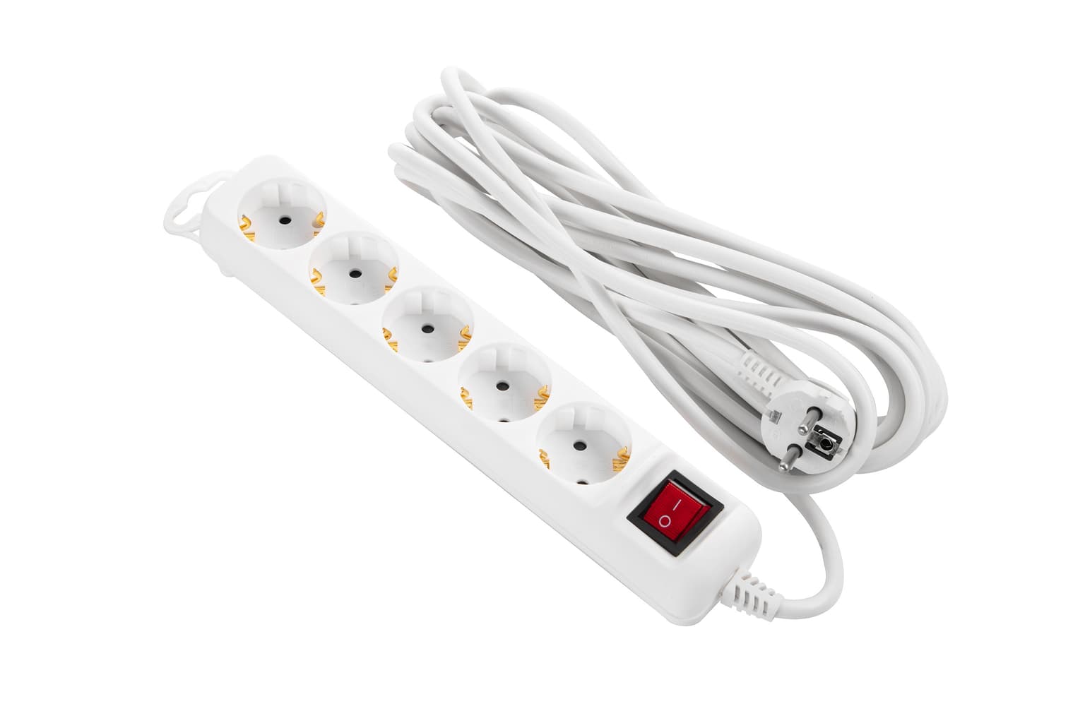 2E Power strip 5m, 5xTypeF, 16A, white