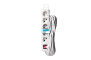2E Power strip 5m, 5xTypeF, 16A, white - 2