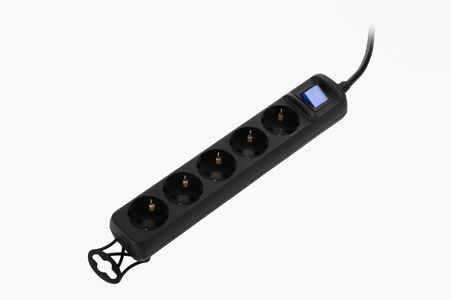 2E power strip 5XSchuko switch, 3G*0.75mm2, 1.8m, Black - 3