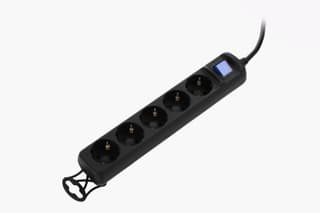 2E power strip 5XSchuko switch, 3G*0.75mm2, 1.8m, Black - 3
