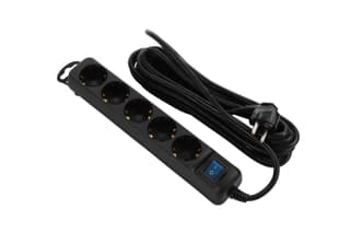 2E Power strip 3m, 5xTypeF, 16A, black