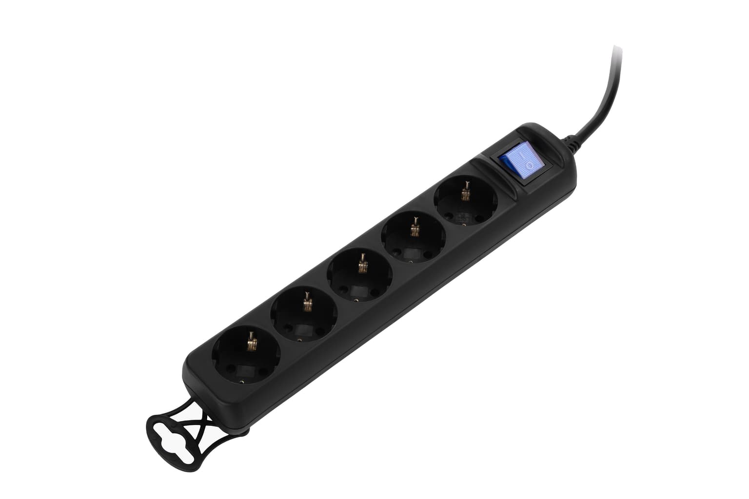 2E Power strip 3m, 5xTypeF, 16A, black - 3