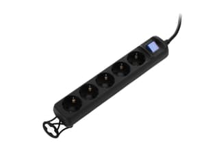 2E power strip 5XSchuko switch, 3G*0.75mm2, 5m, Black - 3