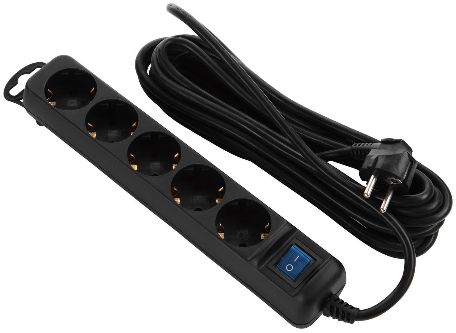 2E power strip 5XSchuko switch, 3G*0.75mm2, 5m, Black - 6
