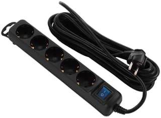 2E power strip 5XSchuko switch, 3G*0.75mm2, 5m, Black - 6