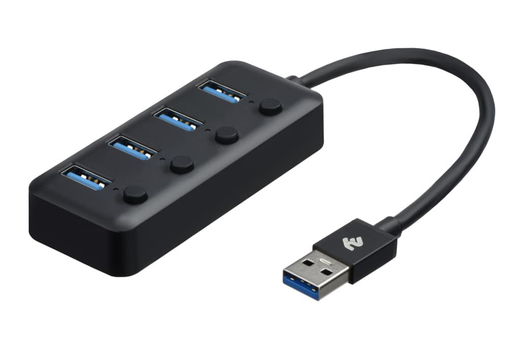 2E USB-A to 4*USB3.0, Hub with switch, 0.25m