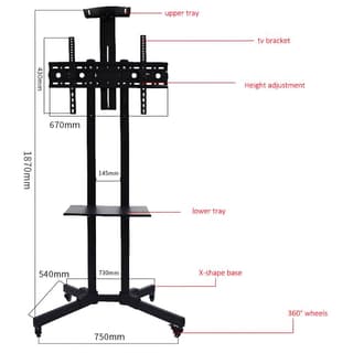 Allscreen C1500, 32"-65", TV Mount With Roller, Black — 4