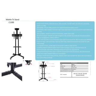 Allscreen C1500, 32"-65", TV Mount With Roller, Black — 5