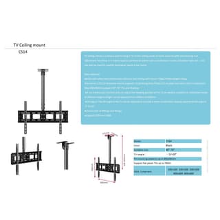 allscreen C514, 40"-70", TV Ceiling Mount, Black — 6