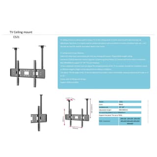 allscreen C521, 55"-95", TV Ceiling Mount, Black — 5
