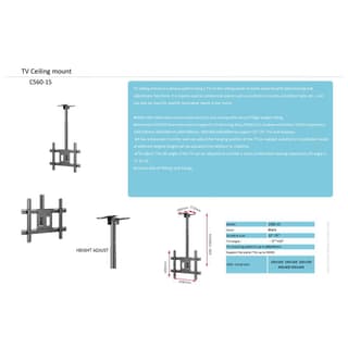 allscreen C560-15, 32"-75", TV Ceiling Mount, Black — 5