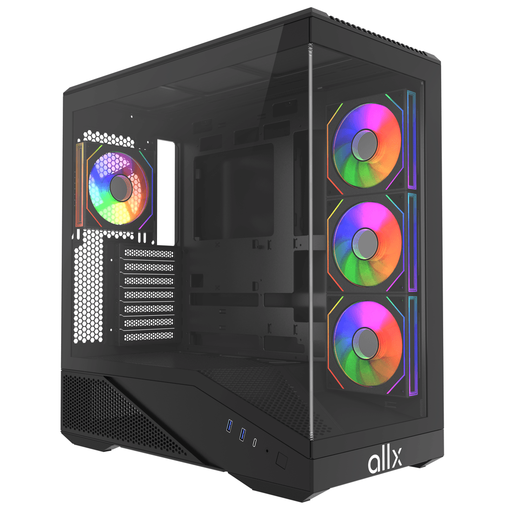ALLX AX-G2346, Computer Case, ATX, MATX, ITX, USB 3.0, Type-C, HD Audio, Black