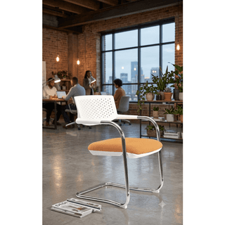 ALLX SF119, Visitor Chair, Silver/White — 3