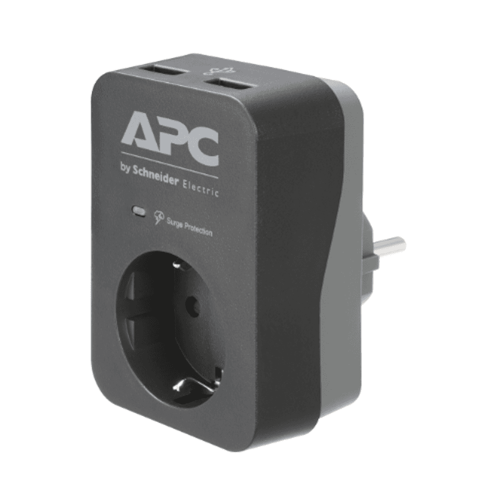 APC PME1WU2B-GR Essential, 1 Socket, USB-A, Black