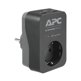 APC PME1WU2B-GR Essential, 1 Socket, USB-A, Black — 2