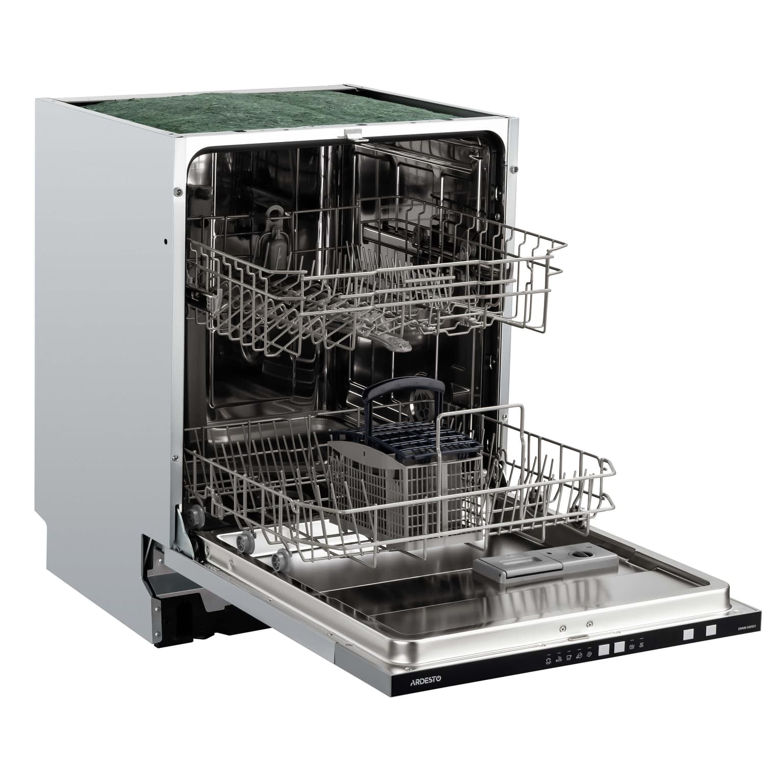 Ardesto Dishwasher built-in, 12 place settings, A++, 60 cm, button control, LED display, floor beam indicator, 5 programs, grey