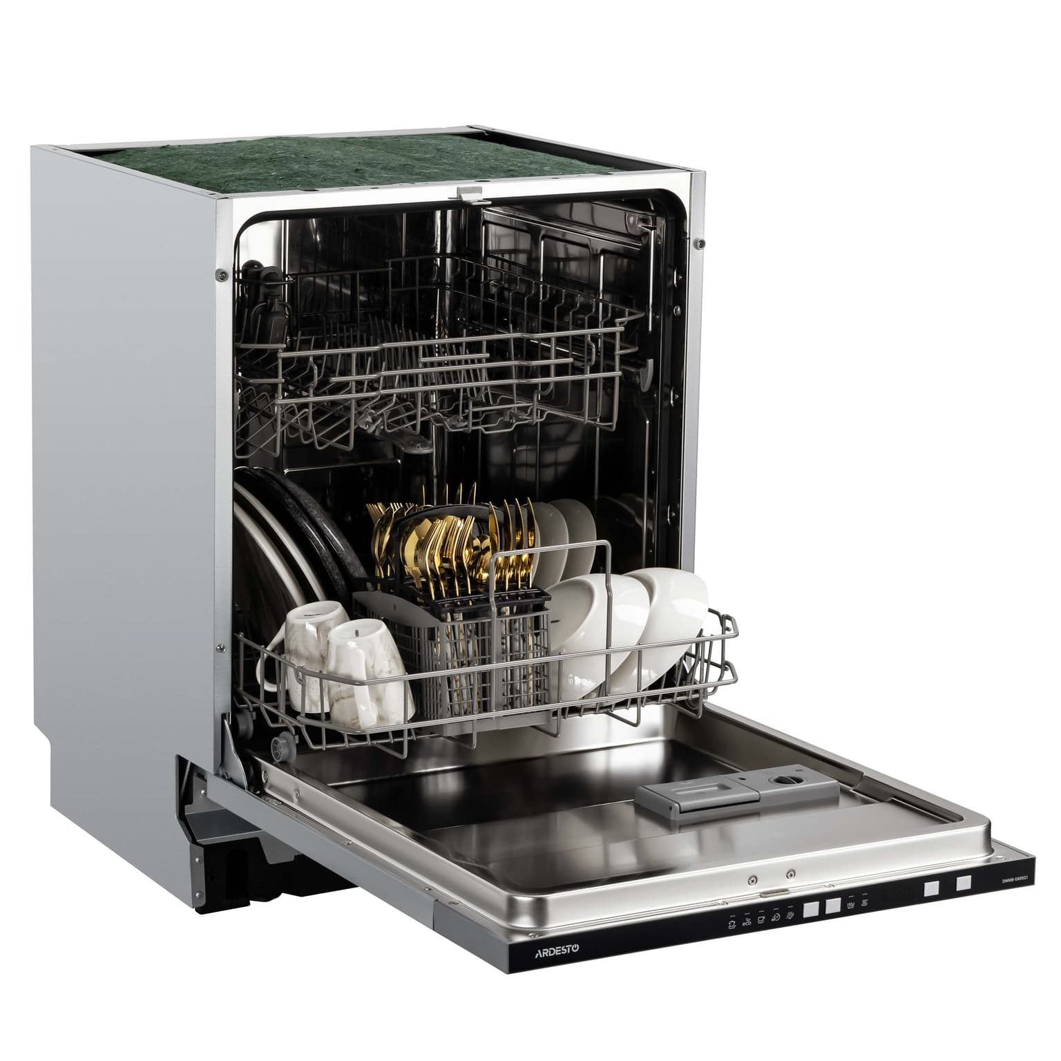Ardesto Dishwasher built-in, 12 place settings, A++, 60 cm, button control, LED display, floor beam indicator, 5 programs, grey - 6